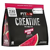 FITAID Creatine Monohydrate Powder, CreaPure, Watermelon Rush, ATP Production for Weightlifting, Cycling, Zero Sugar, Smooth-Mixing, Easy on Stomach, Resealable, 60 Servings