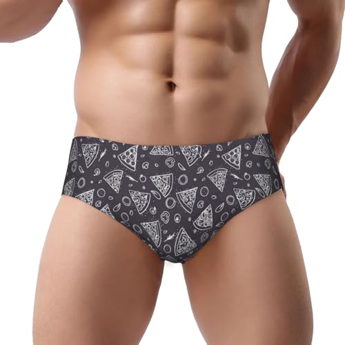Cute Retro Pizza Mens Underwear Briefs - Soft Breathable Stretch Comfort Mens Bikini Underwear