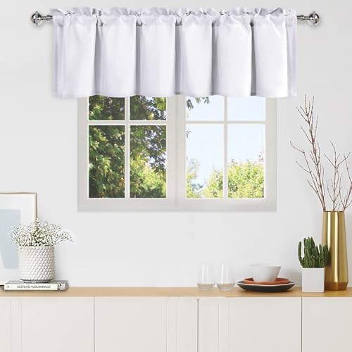 DWCN White Valance Curtains, 1 Panel, 60 X 18 Inch