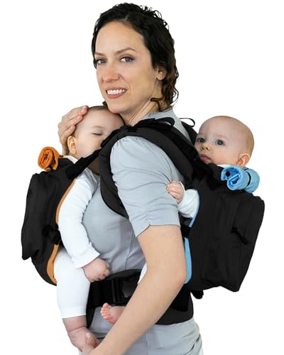 Product Image of the TwinGo Original Baby Carrier (Black, Blue & Orange) - Fully Adjustable Tandem...