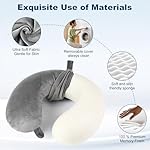 Travel Pillow 100% Pure Memory Foam Neck Pillow Airplane for Traveling,Car, Train,Napping,Traveling,Washable Cover (Grey) - Image 2