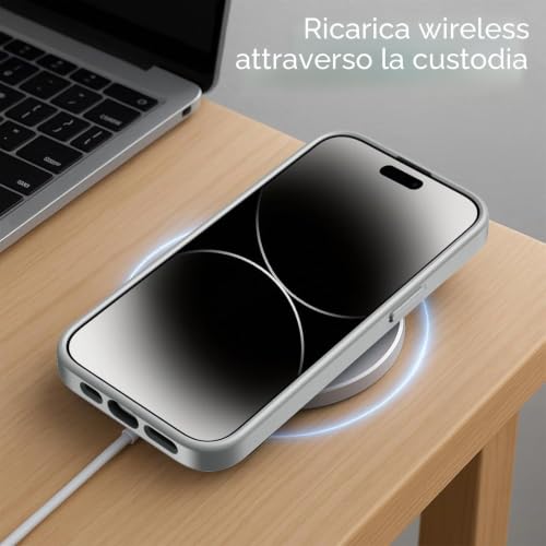 Image of Elzzi Magnetic Magsafe for iPhone 14 Pro Case (Compatible with MagSafe) Slim Translucent Matte Shockproof with Anti-Fingerprint Phone Case,Natural Titanium