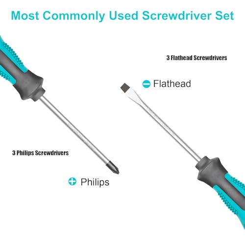 Tcwous ‎TC-SS Magnetic Screwdriver Set, 6-Piece Screw Driver Kit With 3 Phillips And 3 Flat, Professional Non-Slip Cushion Grip Nut Driver Repair Tool Set. Stocking Stuffers thumb #4