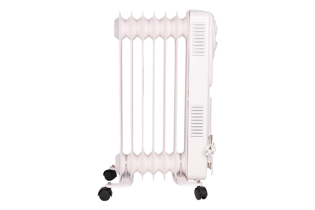 Cofan Radiador de aceite de 1500 W | 7 elementos | 3 niveles de potencia | Con termostato y ventilador | Protección antivuelco | 37 x 24 x 65 cm