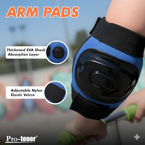 Image of Protoner Kids Skating Protection Kit with Helmet, Knee Pads, Elbow Pads and Wrist Guards,Multiple Colors & Sizes (Blue, Small)
