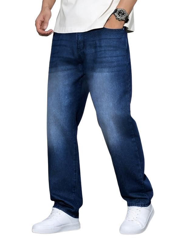 Men’s Baggy Denim Jeans - Relaxed Fit Light Blue Casual Pants | Premium Cotton Blend Streetwear Jeans | Comfortable
