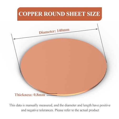 WSYCWG T2 Copper Round Plate 0.8×110Mm-0.8×150Mm, Copper Sheet Suitable for DIY Projects, Electrical Repairs and Metal Stamping,Fuchsia,0.8×140mm