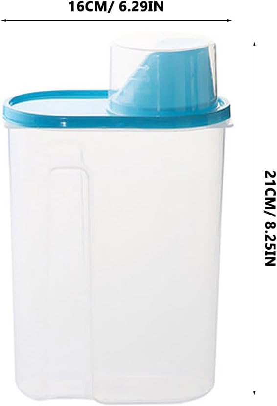 Wakauto Clear Cereal Container with Pour Spout and Measuring Cup Airtight Watertight Food Storage Container for Rice Grain Oatmeal Sugar Nuts Beans 8.26 X 6.29 X 3.14 in image 2