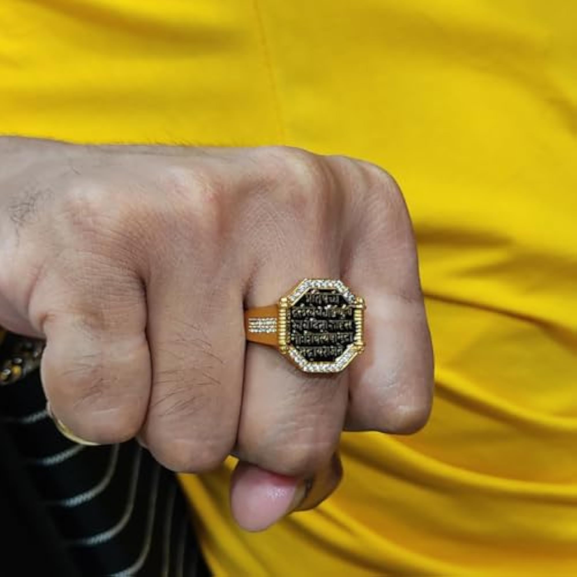Gold Plated Raj Mudra Finger Ring for Men