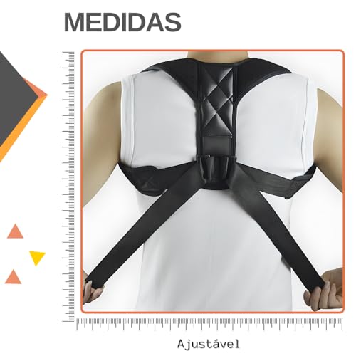 Colete Corretor de Postura Ortopédico Ajustável Unissex Coluna Postural Ombro Cervical Dor Costa Ali