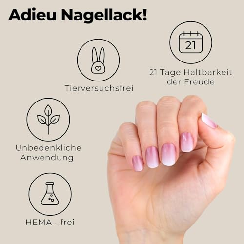 Miss Sophie Nagelfolie - Rosy Love - Farbverlauf, Nudetöne, Nail Wraps - 24 ultra-dünne selbstklebende langanhaltende Nagelfolien