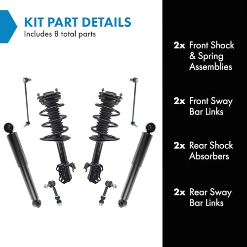 Image of TRQ Front and Rear Suspension Kit Complete Strut & Coil Spring Assembly Shock Absorber Sway Bar Stabilizer Link Compatible with 2006-2012 Toyota RAV4