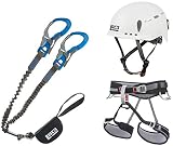 LACD Klettersteigset Ultimate S mit Swivel (Drehwirbel) + Klettergurt Start Größe L + Helm Protector 2.0 White