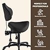 Pneumatic Swivel Rolling Saddle Chair with Wheels and Ergonomic Back Support for Hair Stylist, Dental Hygienist, Hygienic Clinic, Spa, Massage, Home, Office - 510 KOA