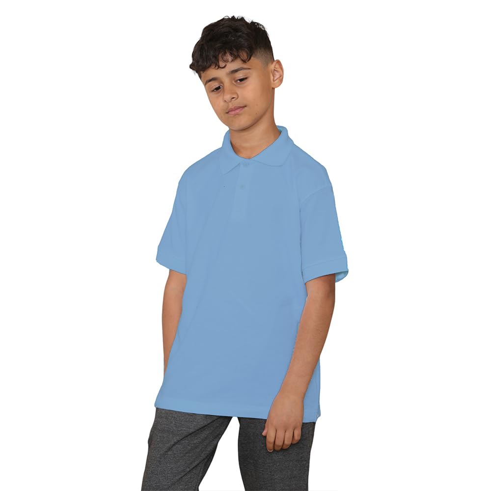 KHIM Polo unisex de manga corta polialgodón para niños y niñas, uniforme escolar, lisa, media manga, ropa deportiva, interior y exterior