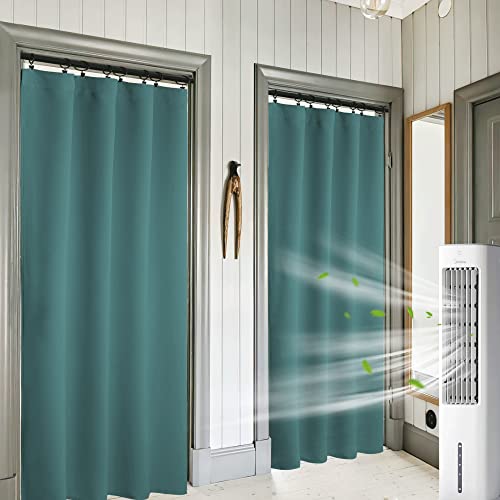 RYB HOME Blackout Curtains 84 inches Long 2 Panels Set for Living Room, Thermal Insulating Privacy Curtains & Drapes for Doorway Temporary Door Alternative Accordion Door, W 42 x L 84, Teal