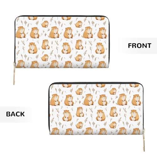 Cute Hamster Cartoon Print Wallet Women Men, Long PU Leather Wallets for Women, Cute Womens Travel Wallet Purse Pouch with Zipper Pocket2