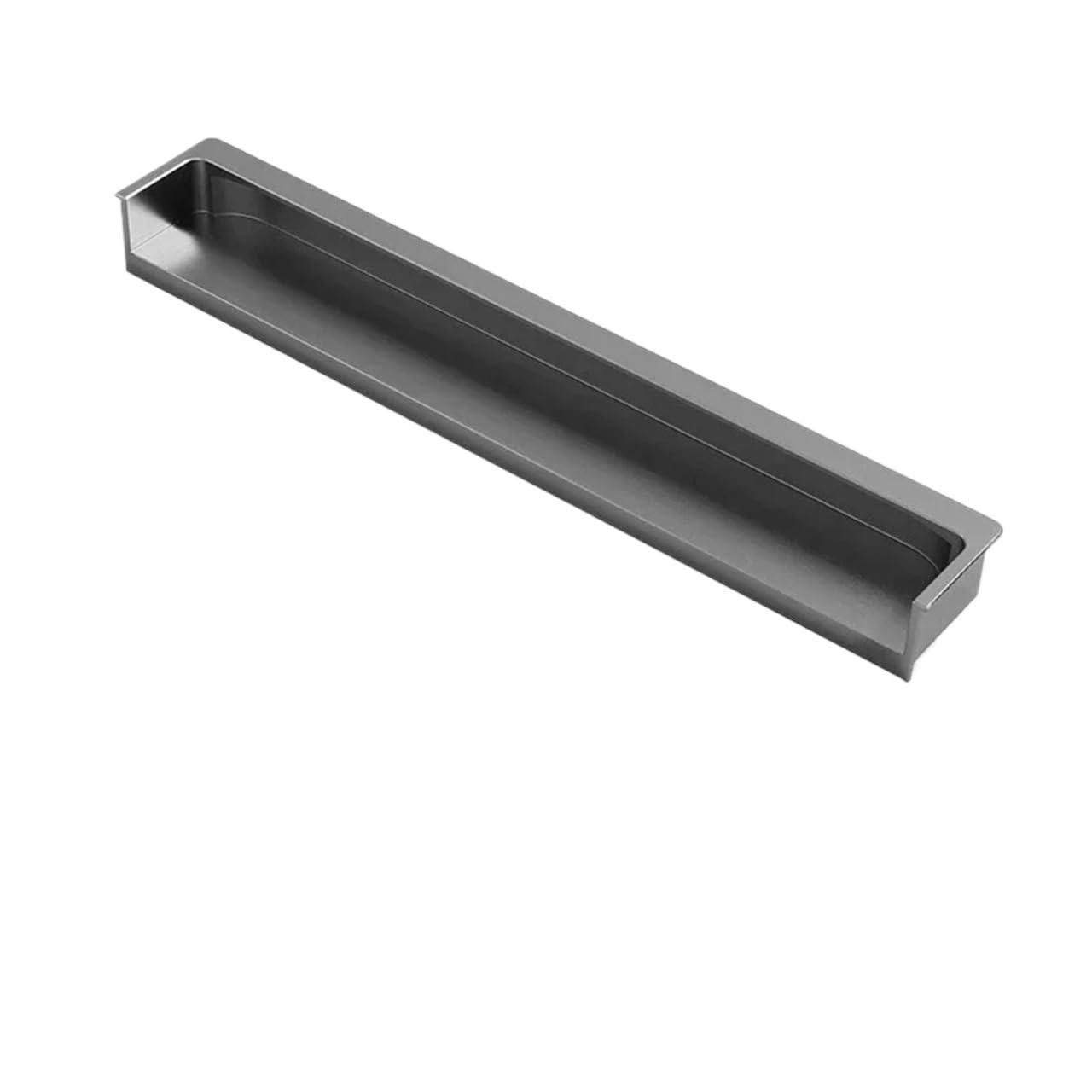 ATEUXOL Recessed Door Handles Drawer Door Cabinet Handle Skin Texture Slotted Embedded Same Color Dark Button(Gentleman Grey 200mm)