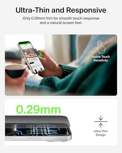 Image of Belkin EZ Align Privacy Tempered Glass Screen Protector Guard for iPhone 17 Pro, Scratch-Resistant Impact Protection Included With Easy Align Tray for Bubble Free Application - Made with Recycled Glass