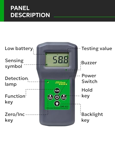 Concrete Moisture Meter CME-822 – Non-Destructive Digital Moisture Meter for Concrete Floors, Slabs & Walls, Surface Moisture Tester 0-70% with Backlight & Alarm