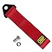 6SHINE 8-12 MM Racing Voiture Remorque Corde Sport Sangle De Remorquage Set Haute Résistance Crochet De Remorquage Rouge pour Véhicule Avant Arrière Pare-Chocs(Rouge)