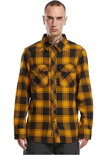 Brandit Check Shirt Long Sleeve, Farbe: Black-Yellow, Größe: L