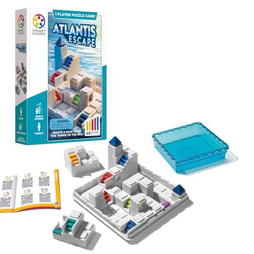 SmartGames Atlantis Escape; a 3D Path-Building Travel Game for Kids and Adults, a STEM Focused Cognitive Skill-Building Brain Game - Brain Teaser for Ages 8 & Up, 60 Challenges.