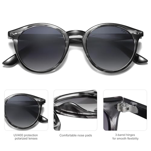 Image of SOJOS Retro Round Polarized Sunglasses for Women Men Classic Vintage Sunnies SJ2069