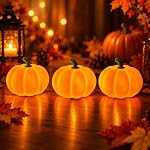 Shengruili – 3PCS Herbstdeko Kürbis Mit LED Licht,Halloween deko kürbis,B