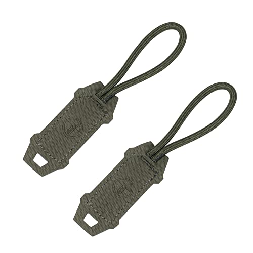 TOPTACPRO Tactical Zipper Pull Cord Hook Handle Replacement Zipper Pulls Tab 2PCS Zipper Puller for Hiking Shooting Airsoft Outdoor Activities 500D Nylon (Ranger Green)