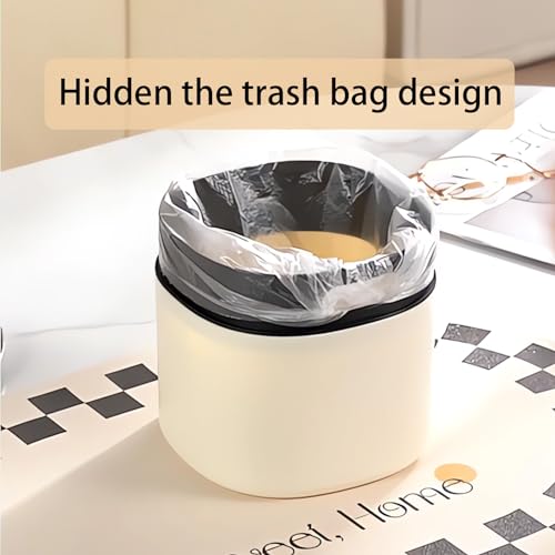 Image of Mini Desk Trash Can with Lid, Tiny Countertop Garbage Can, Small Swing-Lid Table Top Trash Bin, Removable Plastic Desktop Waste Basket with Trash Bags 180Pcs for Vanity Bathroom Bedroom Office Car
