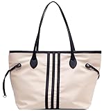Farcauo Tote Bag for Women White Nylon Shoulder Purse Large Capacity Handbag for Work,Travel,Shopping Trendy Casual Tote Bags with Zipper