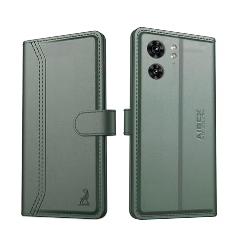Image of AIBEX Compatible for Motorola Edge 40 Neo Flip Cover Leather Finish | Inside TPU with Card Pockets | Wallet Stand | Complete Protection Flip Case - Green