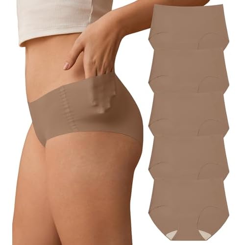 SHARICCA Womens Seamless Underwear No Show Hipster Panties Invisible Lightweight Nuage Bikinis Briefs Microfiber Pack