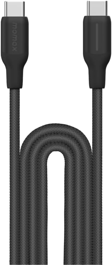 MOMAX1 Link Flow Silicone Braided USB|C to USB|C Charging Cable 100W 2m | Black