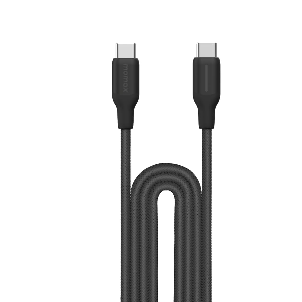 MOMAX1 Link Flow Silicone Braided USB|C to USB|C Charging Cable 100W 2m | Black