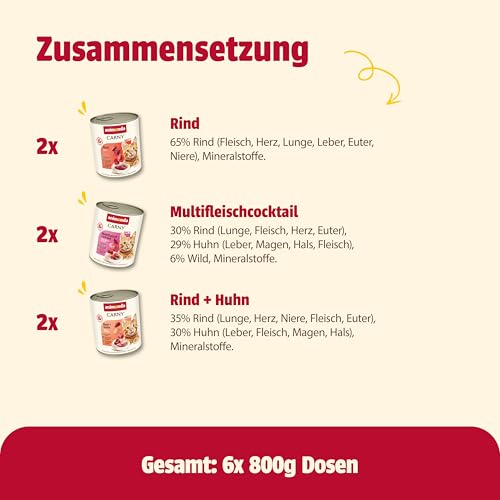 animonda Carny Adult Herzhafte Variation (6 x 800 g), Katzennassfutter für ausgewachsene Katzen, Nassfutter mit 100 % frischen, fleischlichen Zutaten, Katzenfutter ohne Getreide und Zucker
