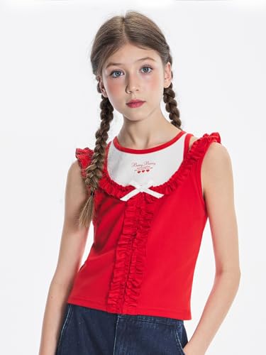 Girls Tank Tops Summer Sleeveless Camisole Vest Stripes and Bows Cute Shirt for 6-16years3