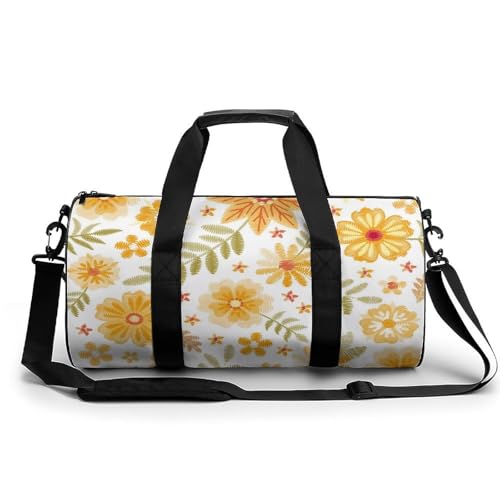 Sac de sport fleurs orange 45cm pour gym et voyage