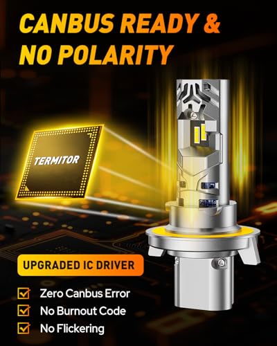Image of FAHREN 2026 Upgraded H13 /9008 Light Bulbs, 100,000LM,15X Ultra-Bright, 6500K Pure White, Easy Plug-N-Play Installation, 80000Hrs Lifespan, IP68 Waterproof, Pack of 2