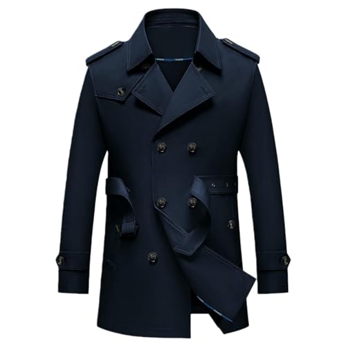 Gabardina corta azul marino hombre L de doble botonadura sofisticada