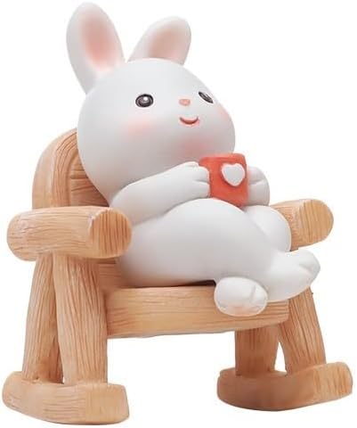 Desktop Cartoon Cute Animal Rocking Chair Decorative Ornaments Office Decompression Fun Small Ornaments(Rabbit)