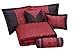 Chezmoi Collection Dynasty Jacquard 7-Piece Comforter Set Black/Red (Queen)