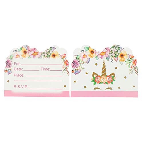 Partysanthe Unicorn Birthday Invitations, Unicorn Invitations with Envelopes for Kids Birthday (20pcs Pack)