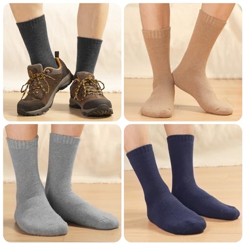 Wool Socks Mens, Warm Crew Merino Thermal Thick Hiking Boot Socks for Cozy Soft for Cold Weather 5 Pairs4