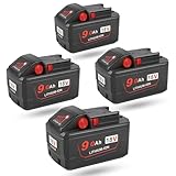 Komifolen 18v Replacement Battery Compatible with Milwaukee M18 Batteries 48-11-1860 48-11-1850 48-11-1852 4 Pack