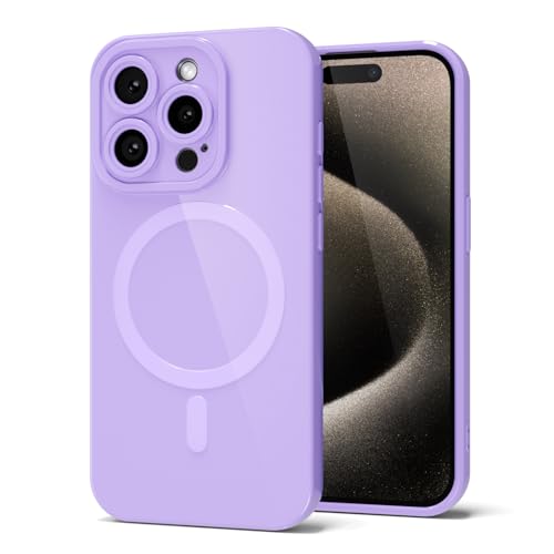 Coque silicone magnétique iPhone 15 Pro Max rigide fine et pailletée