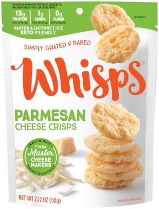 Whisps Cheese Crisps Parmesan Cheese, Protein Chips, Gluten Free, 10.8 Oz