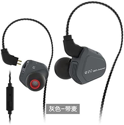 Phone Earphones & Headphones - TRN V20 BA+DD Hybrid Metal In Ear Earphone HIFI DJ Monito Running Sport Earphone Earplug Headset Detachable Cable V80k2V30q3 (grey with mic)
