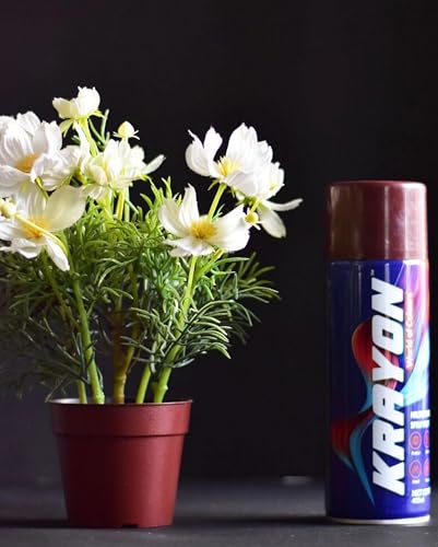 Image of BANNA Krayon Brown Acrylic Spray Paint 400 ml | Quick Dry Rust-Resistant Multi Surface Aerosol Spray Paint for Metal, Wood, Plastic, Glass, Furniture & DIY Projects